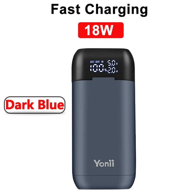 18650 Battery Charger Case DIY Power Bank Battery Charger Portable QC3.0 PD 18W Fast Charging Case for Lithium Batteries Oasis Select 18W Dark Blue LED