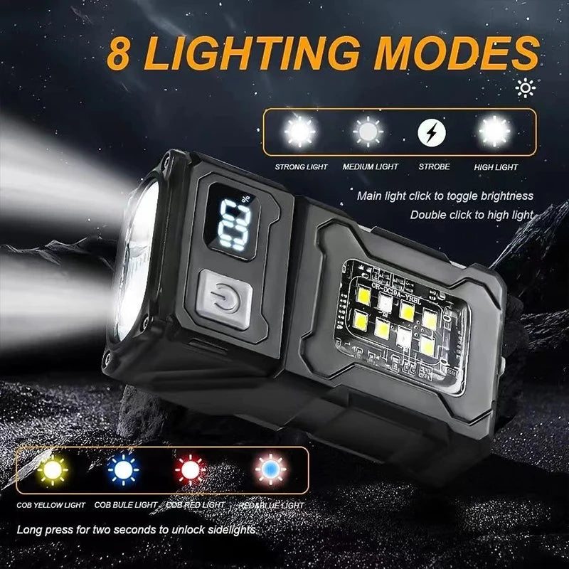 Mini Portable LED COB Flashlight with Pen Clip Head Rotation Magnetic Torch Built-in Battery Rechargable Outdoor Camping Lantern Oasis Select