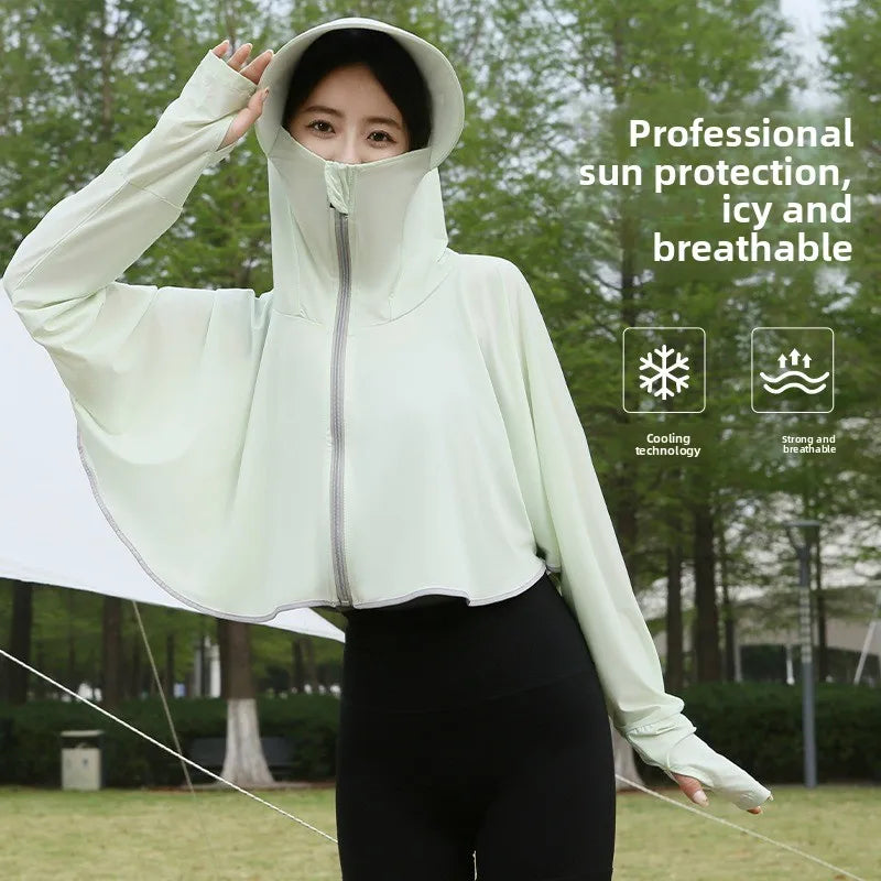 Ice Silk UV Protection Hooded Poncho – Lightweight Cover Up