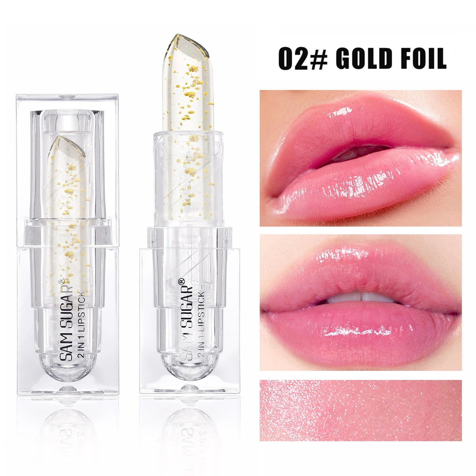 SAM SUGAR Gold Foil Color-Changing Lipstick & Lip Balm