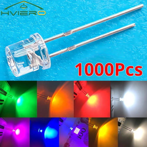 1000Pcs 5mm Flat Top LED Diodes | Ultra Bright Multi-Color Bulbs LED Diode Bulbs Oasis Select
