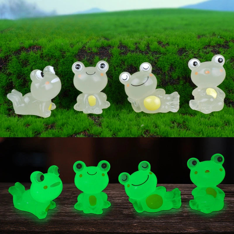 1Pc Mini Fluorescent Little Frog Ornament Miniature Figures Tiny Frog Resin Handicraft Micro Dollhouse Decoration Oasis Select