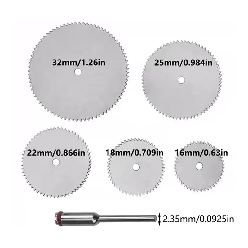 6Pcs Stainless Steel Cutting Disc Kit With 1 Mandrel 16-32mm Mini Cutting Wheel For Rotary Tool Accessories Oasis Select