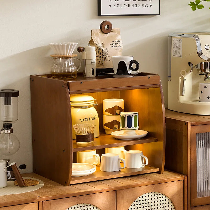 Kitchen dust tea set coffee cup storage cabinet Japanese kitchen desktop sundries cosmetics storage box dust bowl Oasis Select