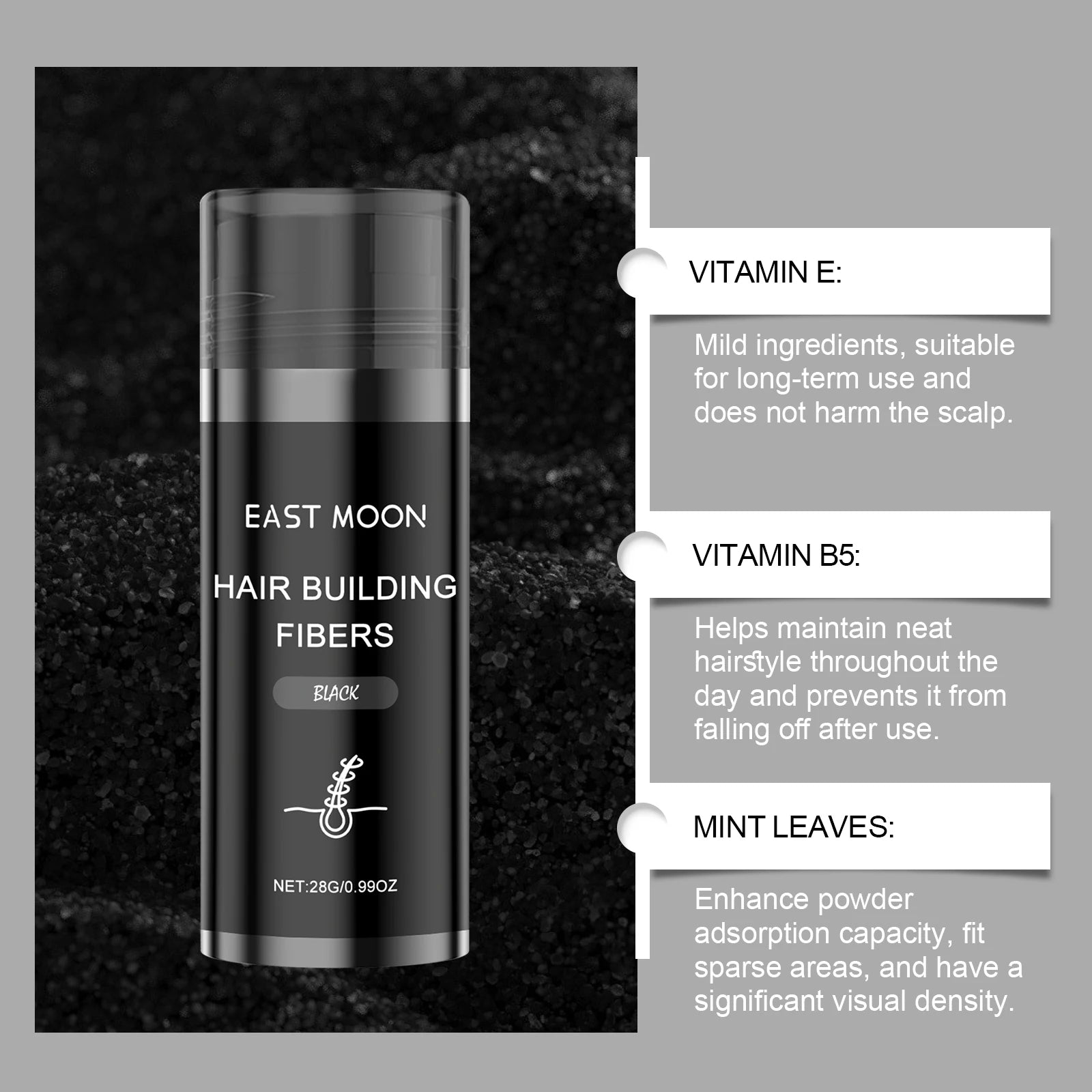 Vitamin E Hair Building Fibers Powder Long Lasting Improve Bald Hairline Thinning Treatment Instant Regrowth Hair Growth Powders Oasis Select