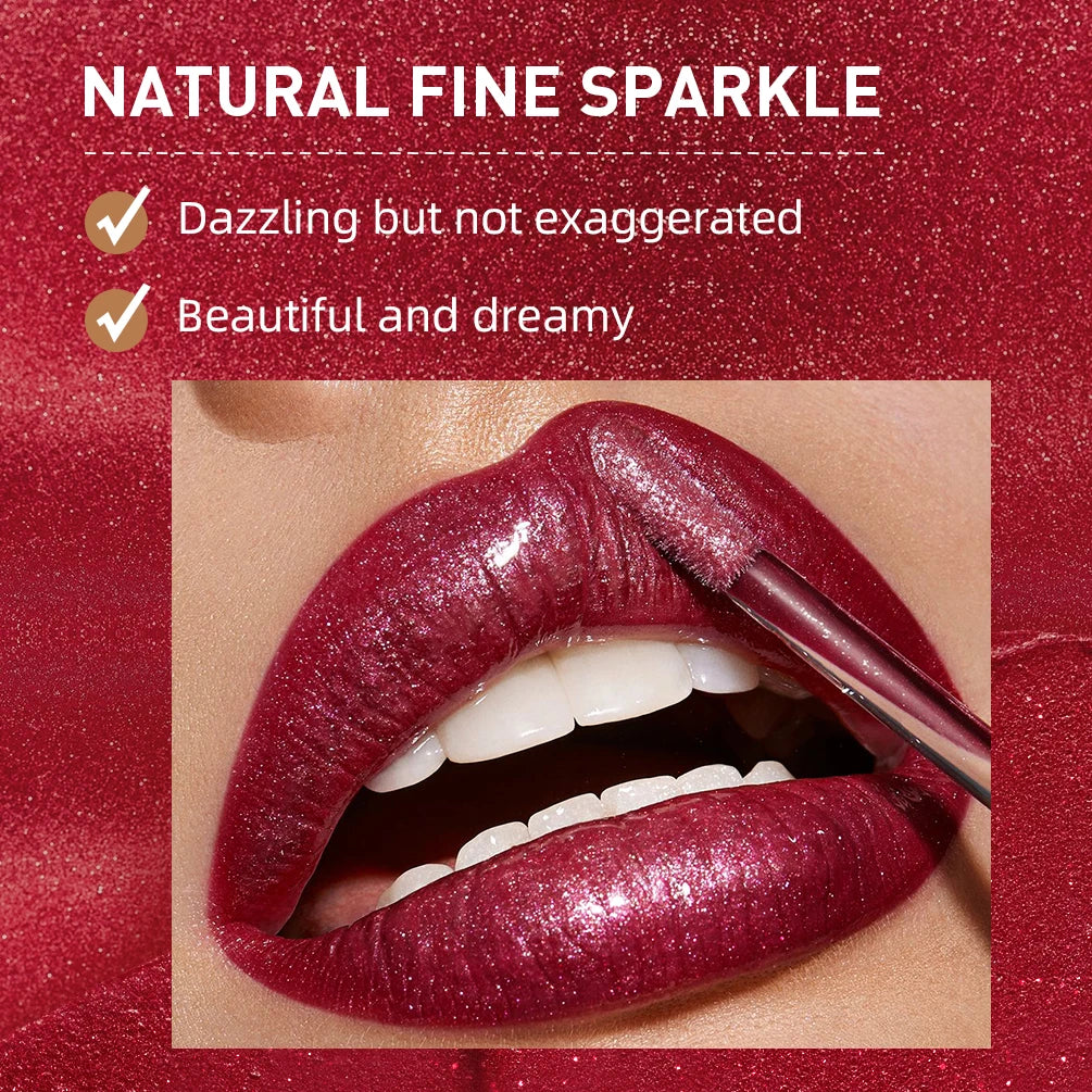 QIBEST Diamond Glitter Lip Gloss – Shimmer Matte Liquid Lipstick