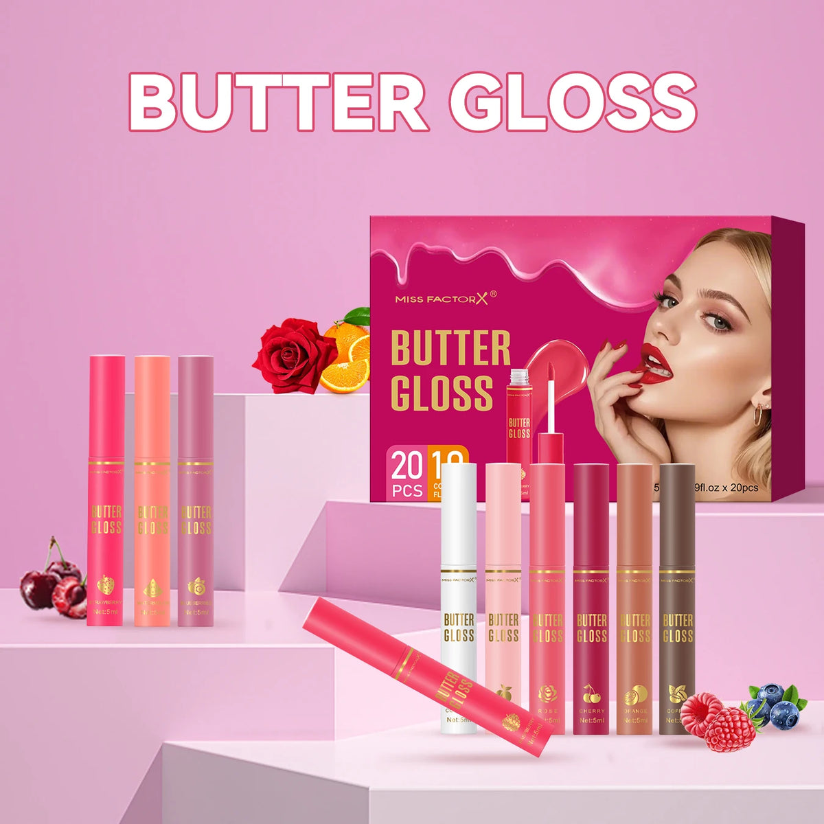 20PCS/Box 10 Flavors Colored Lip Oil - Durable, Moisturizing, Nourishing, Shining, Color Rendering, Crack Resistant Oasis Select