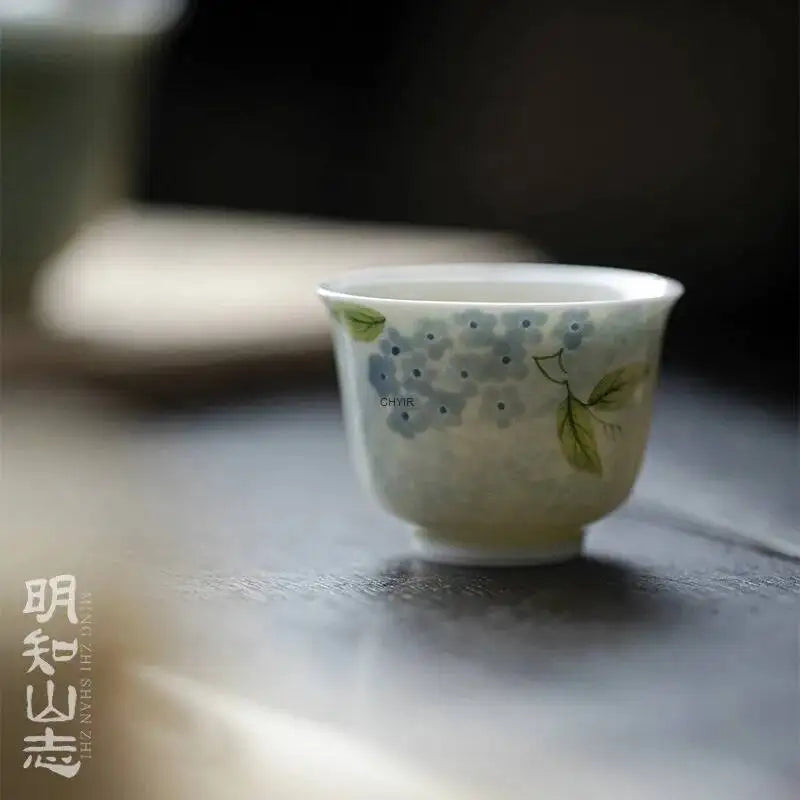 Green Blue Wind Chime Jade Tea Cup Hand-painted Ceramic Tea Cup Single Cup Oasis Select