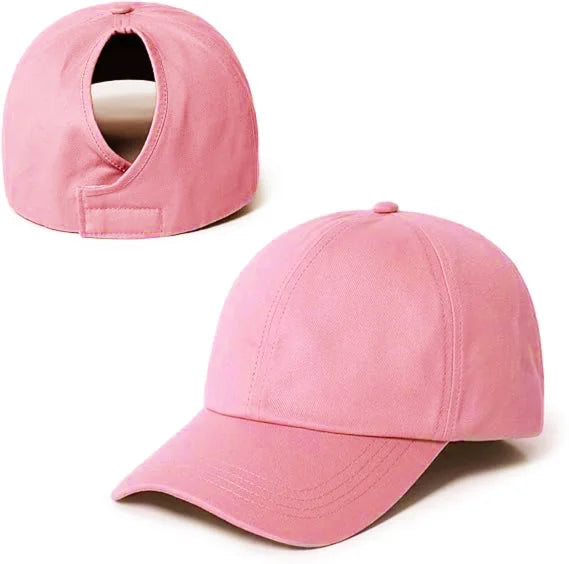 Autumn and winter baseball cap, ponytail cap, lined with double-layer hair care cap, sports cap, rear opening buckle style outdo Oasis Select Pink Adjustable >8Y