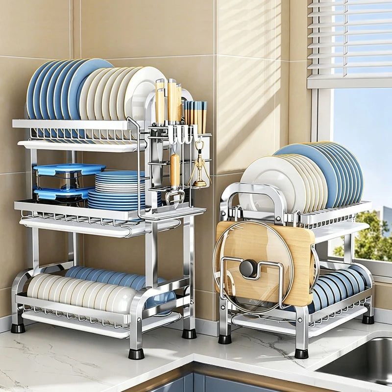 Dish storage rack Stainless steel kitchen tableware rack Ventilated drain basket Thickened dish drain rack Oasis Select