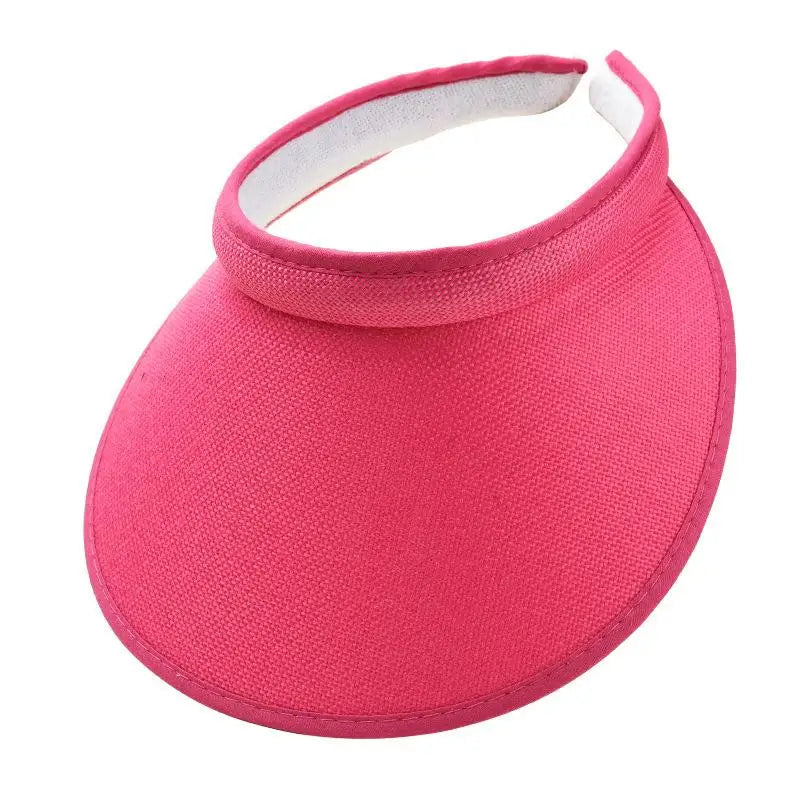 Women's Straw Sun Visor Hat UV Protection Adjustable Empty Top Casual Beach Golf Outdoor Sunshade Cap Oasis Select Rose red