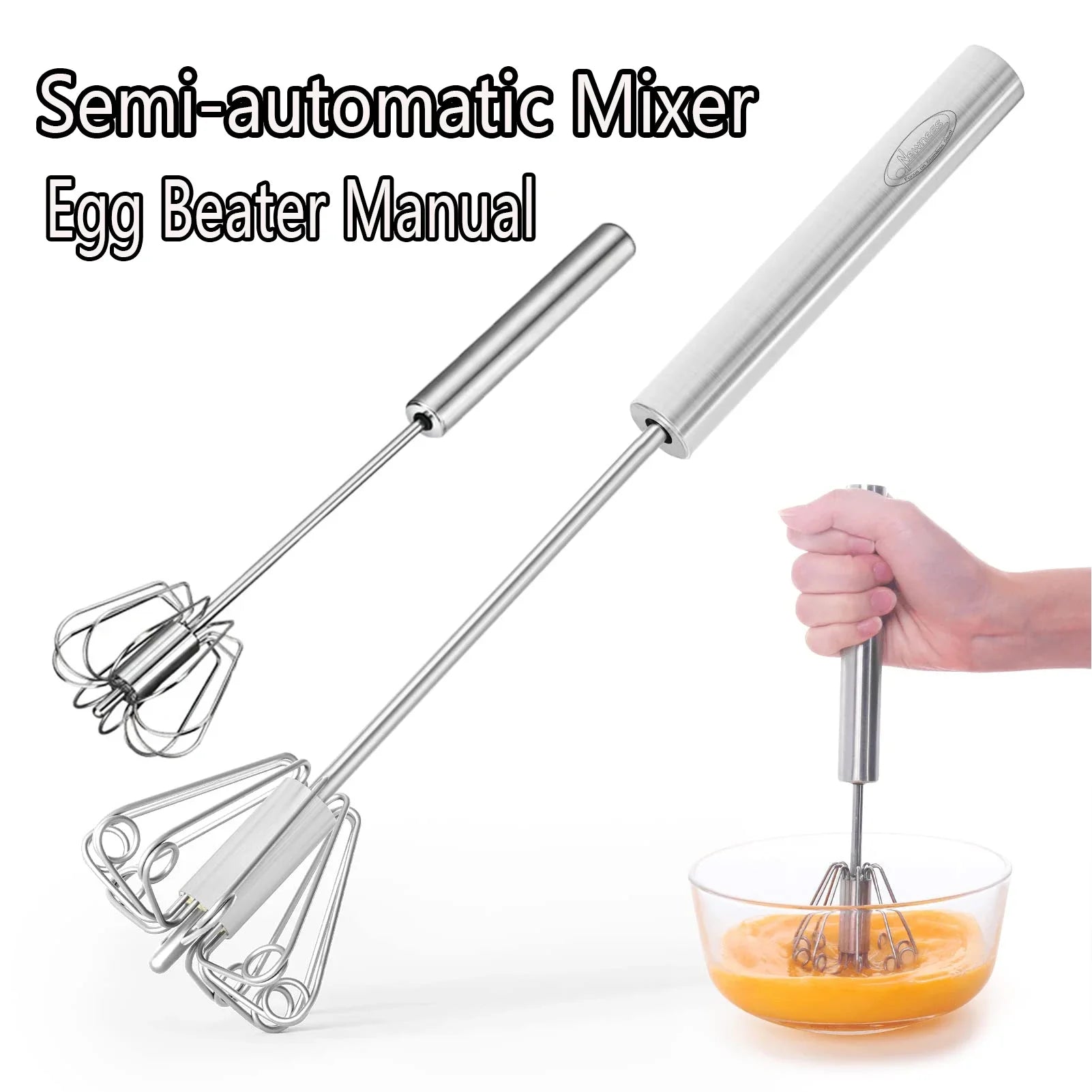 Semi Automatic Mixer Whisk Egg Beater Stainless Steel Manual Hand Mixer Self-Turning Cream Utensils Kitchen Mixer Egg Tools Oasis Select
