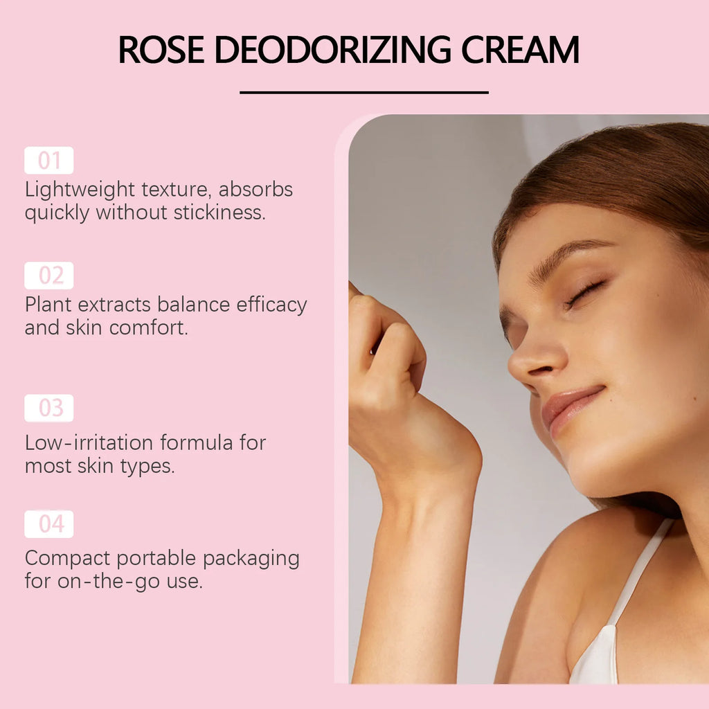 Rose Deodorant Body Cream Eliminate Odor Reduce Sweating Neutralize Armpit Smell Lasting Aroma Charming Refresh Fragrance Cream Oasis Select