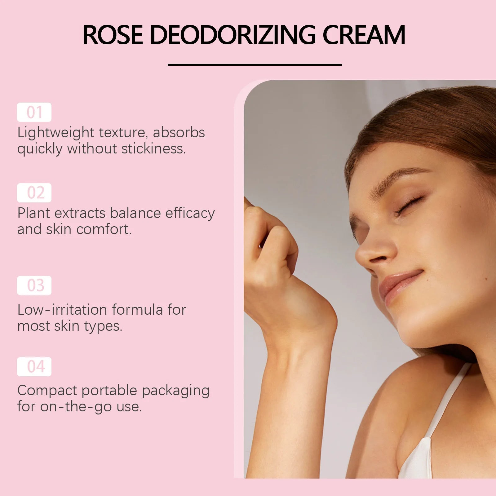 Rose Deodorant Body Cream Eliminate Odor Reduce Sweating Neutralize Armpit Smell Lasting Aroma Charming Refresh Fragrance Cream Oasis Select