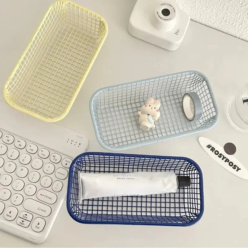 Rectangular Grid Storage Baskets Multi Purpose Desktop Organizer Tray For Stationery Cosmetic Sundries Bedroom Office Sorting Oasis Select