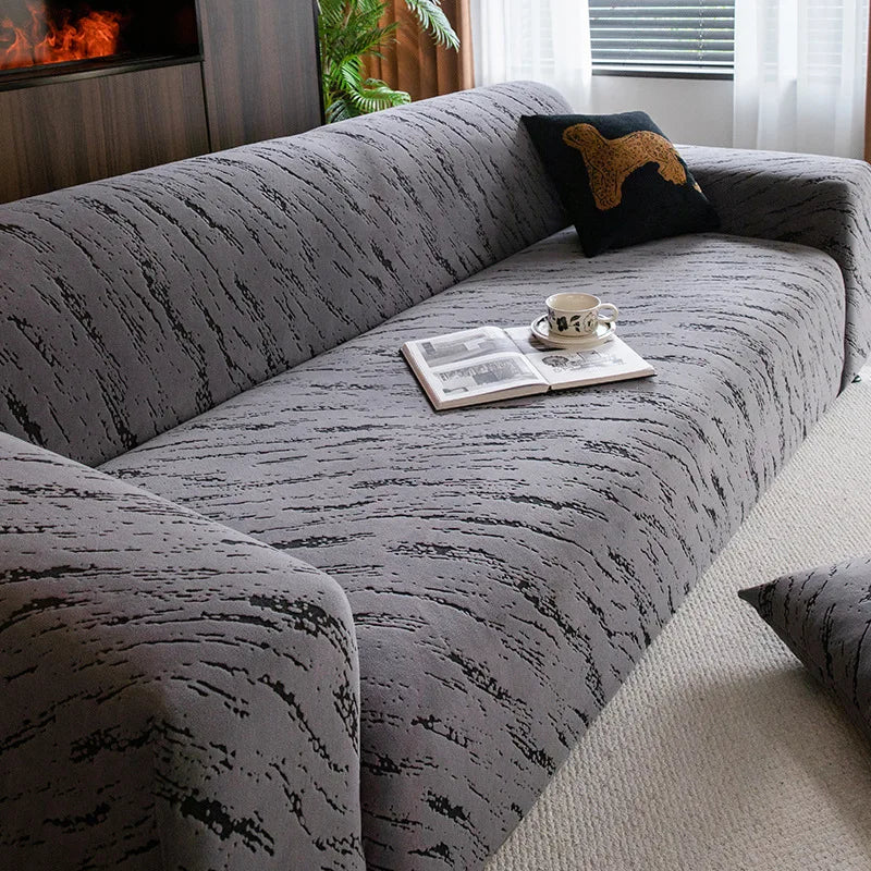 The New Sofa Cover Is Fully Covered with Anti-cat Scratch Protective Cover Elastic Anti-slip and Dust-proof Sofa Cover Fabric Oasis Select 5 people 305-360cm Premium Grey