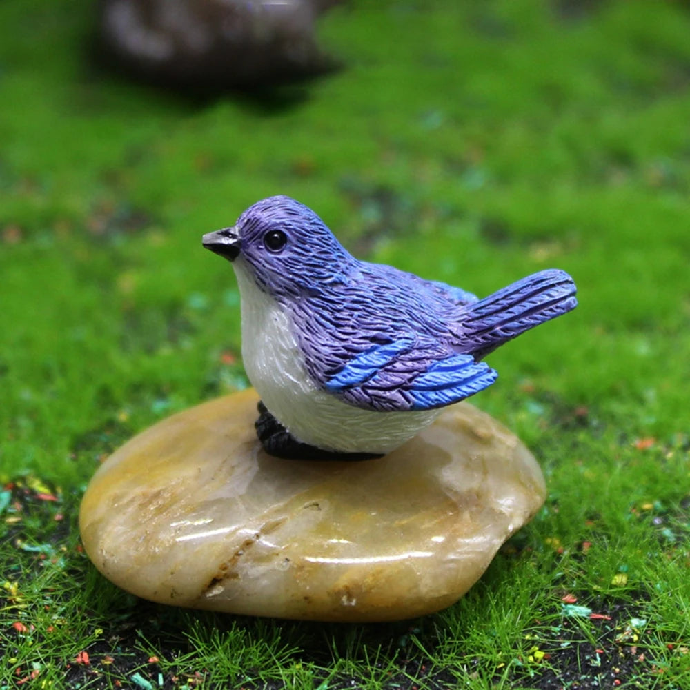 Crafts Dollhouse Little Birds Animal Model Succulent Plant Home Decor Fairy Garden Decor Micro Landscape Miniature Figurines Oasis Select S-Blue Bird