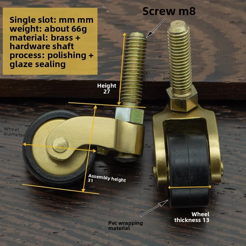 1pcs High Quality Brass Furniture Casters /universal Wheel Piano Castor Metal Sofa Foot Roller Office Hardware Oasis Select C 1pcs