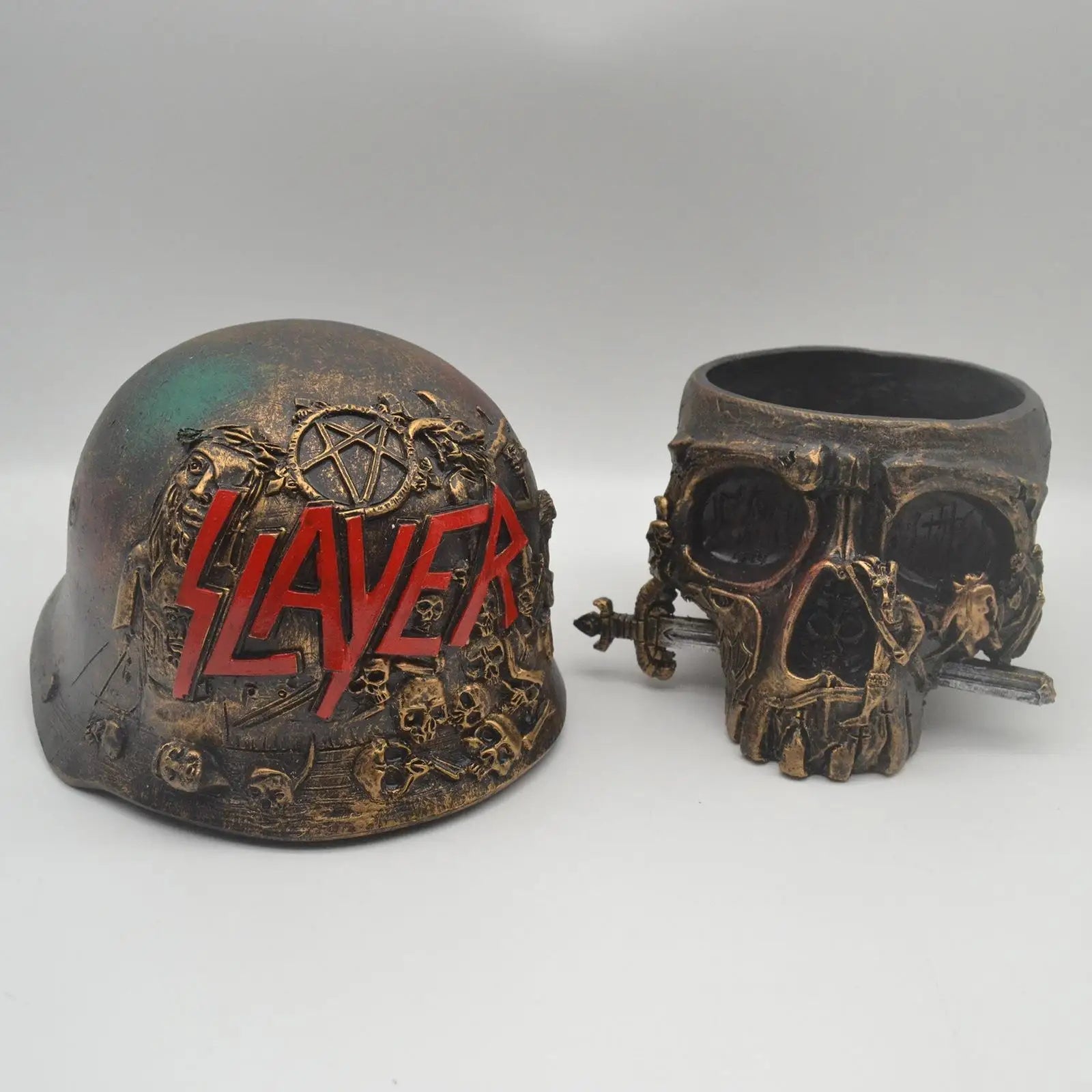 Creative Resin Skull Statue Storage Boxes Desktop Handicrafts Figurine Decorative Storage Box Helmet Funny Home Decoration Gifts Oasis Select