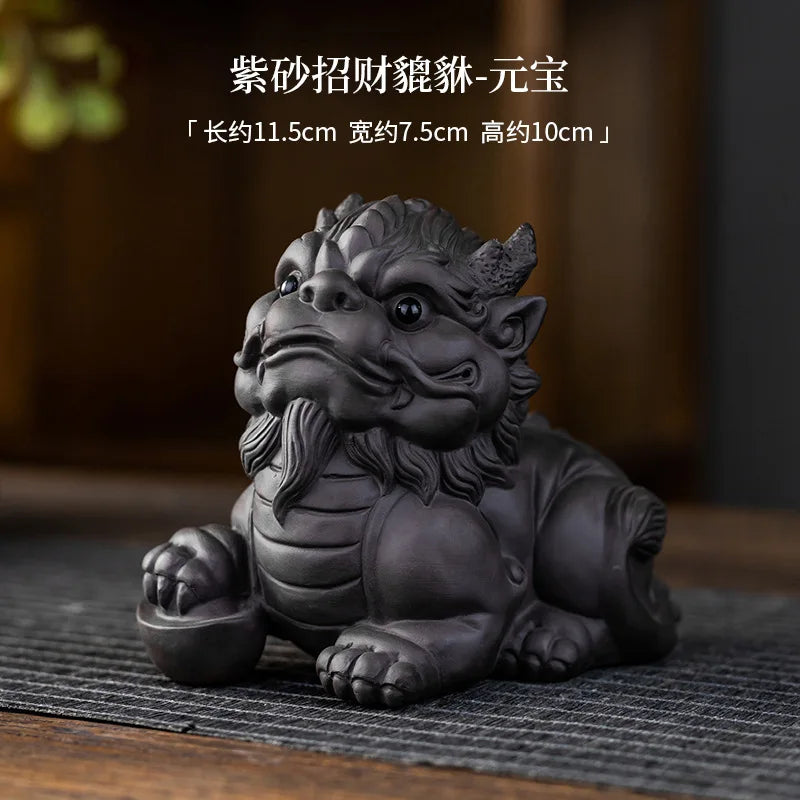 Lucky Pixiu Purple Clay Tea Pet Tea Play Nurturable Home Office Ceramic Desktop Decoration Tea Tray Tea Table Small Accessories Oasis Select Pixiu-ingot