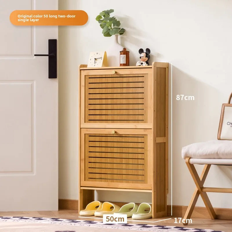 Ultra-thin shoe cabinet home door 2025 new retro black porch cabinet home tipping bucket storage shoe rack Oasis Select primary 2-50