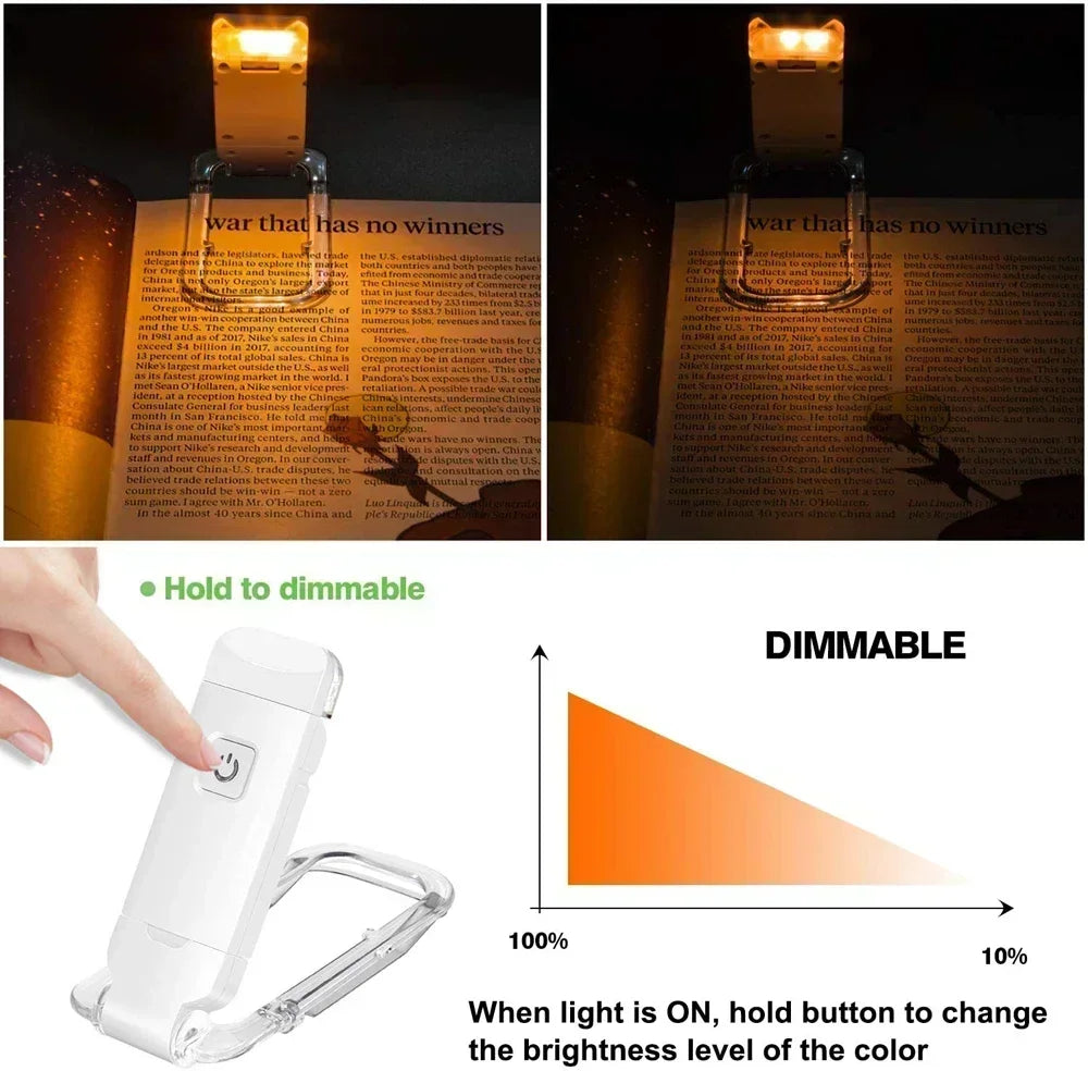 ZHIYU Clip-On LED Book Light | USB Rechargeable, 3 Brightness