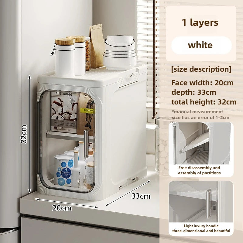 Household bathroom narrow seam storage cabinet, multifunctional foldable with wheels, dust-proof and crevice storage cabinet Oasis Select 1 layers -white