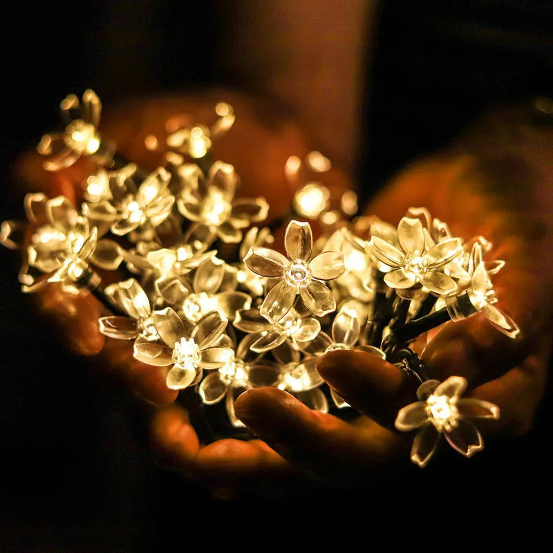 Led Solar Light String Cherry Blossom Bubble Ball String Outdoor Waterproof Christmas Festival Decorative Light String Oasis Select Cherry warm 5M 20 lights solar