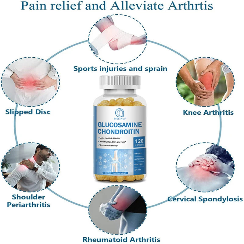 BBEEAAUU Vitamin D Glucosamine Chondroitin Capsules for Relieve Joint & Knee Pain Relieve Discomfort of Bones and Joint Oasis Select