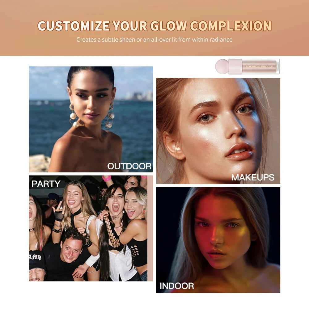4 Colors Liquid Highlighter Brighten Skin Tone Highlighter Lightweight High Glossy Finish Natural Glow Liquid Luminizer Makeup Oasis Select