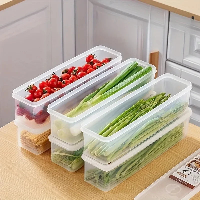 4 Pcs Long Rectangular Food Storage Containers Plastic Reusable Refrigerator Organizer Boxes Kitchen Accessories Oasis Select
