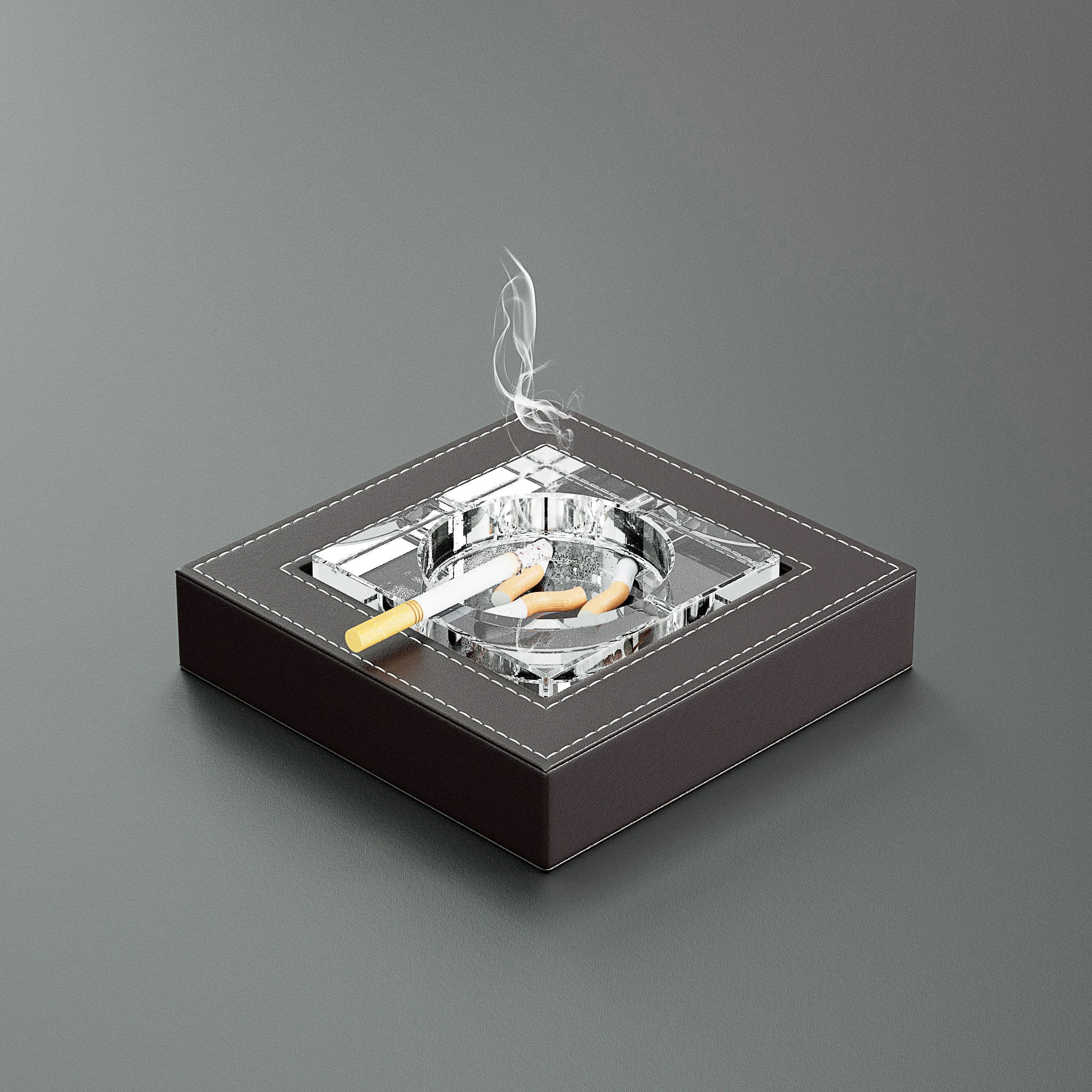Ashtray Business European Leather Decoration Crystal Size Home Office Ashtray Desktop Decoration Premium Feel Oasis Select Brown Small