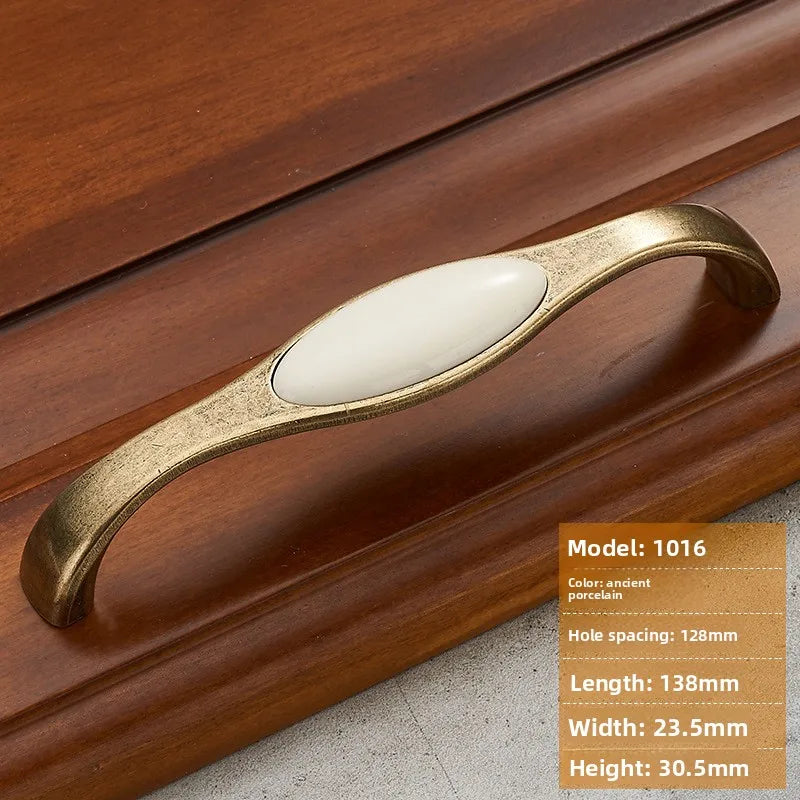 Antique Bronze Ceramic Zinc Alloy Cabinet Handles Drawer Knobs Morning Glory European Style Wardrobe Door Furniture Oasis Select 1016-128