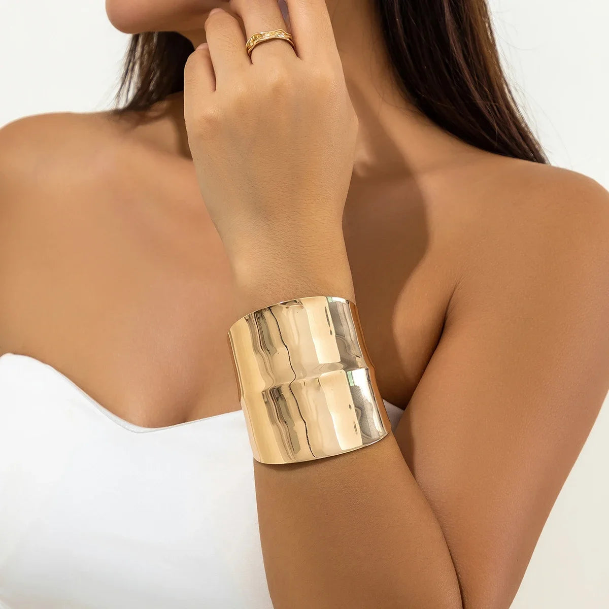 Salircon Gothic Asymmetric Wide Cuff Open Bracelet Punk Aesthetics Adjustable Bracelet Women's Fashion Statement Party Jewelry Oasis Select