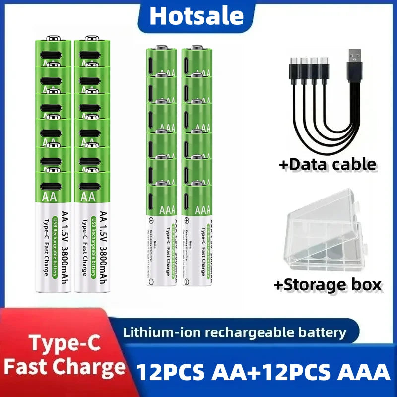 1.5V AA/AAA Rechargeable Batteries, AA/AAA Alkaline Batteries, 3800-3000mAh, for Flashlights, Toys, Clocks, MP3 Players Oasis Select 12AA12AAA