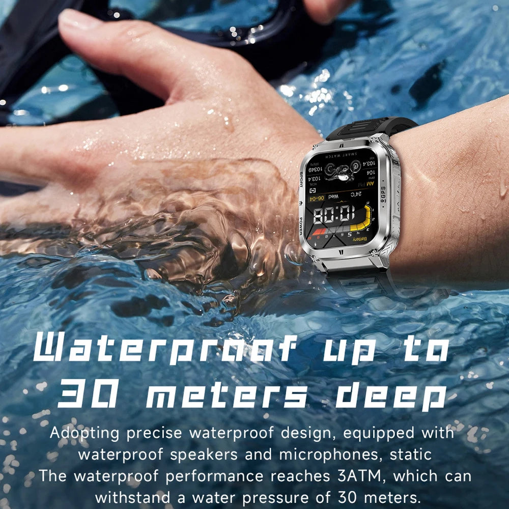 GPS Smartwatch Sports Fitness Outdoors Smart Watch 3ATM Waterproof 1.83" Music Blue Tooth Call LED Flashlight Heart Rate Health Oasis Select