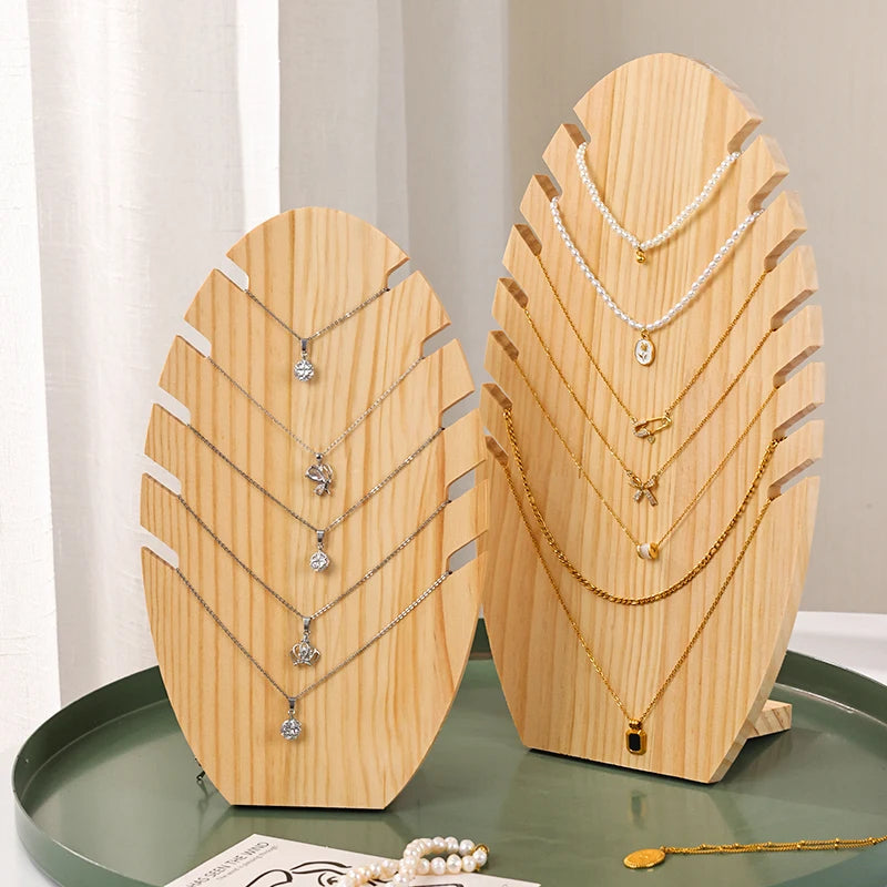 1pc wooden necklace large/small display rack, leaf shaped jewelry storage rack, desktop necklace bracelet display rack Oasis Select