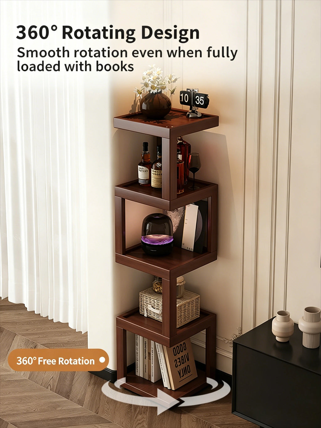 Corner Storage Shelf Triangle Cabinet, Wall Mounted Right Angle Storage Organizer, Bamboo Display Cabinet for Living Room Oasis Select