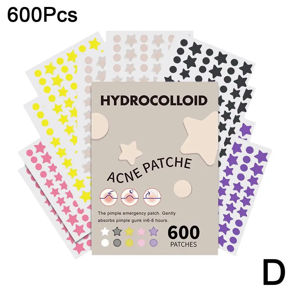 600 Counts Colorful Star Spot Acne/Pimple Patch For Face, Hydrocolloid Cute Star Shaped Acne Patch Invisible Zit Cover Stickers Oasis Select 5colors