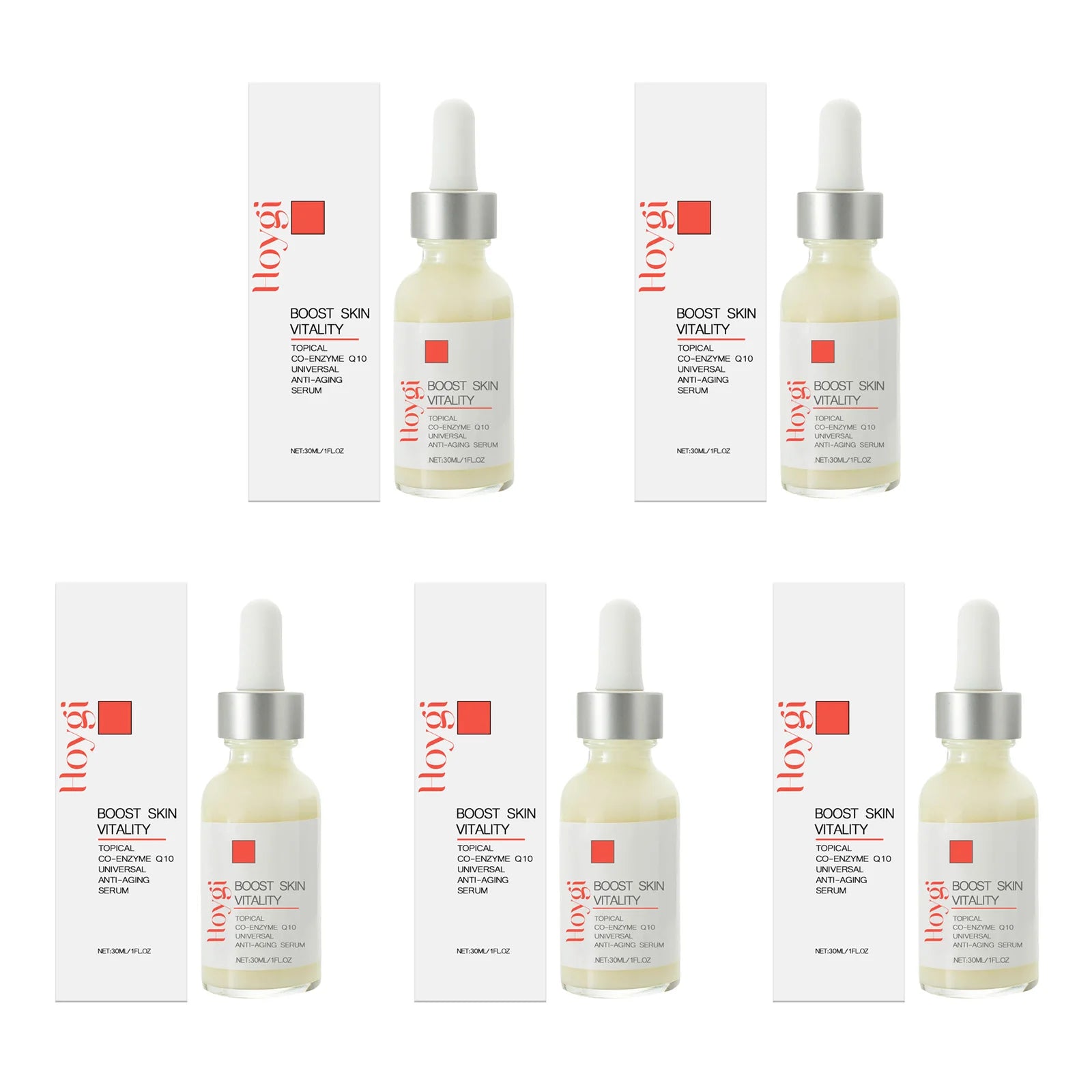 Face & Neck Firming Serum Deep Nourish Fade Fine Lines Lifting Tighten Skin Topical Co-Enzyme Q10 Universal Anti-Aging Serum Oasis Select 5 x 30ml Boxed