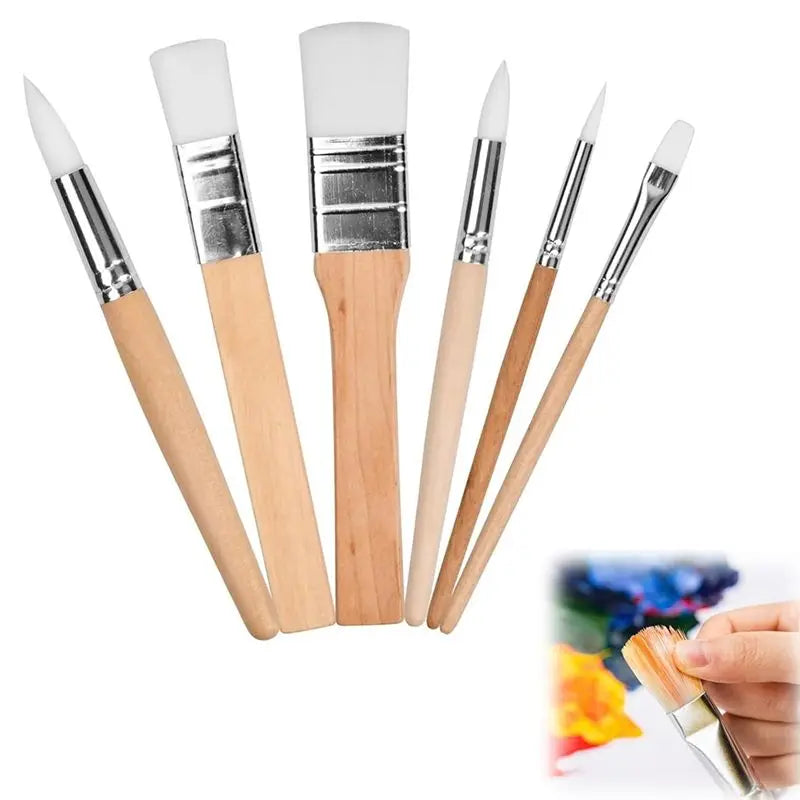 LIKE WISH 6 PCS Paint Brush Set, Artist Paint Brushes Wooden Paintbrushes For Acrylic Painting Painting Brushes Kit Oasis Select