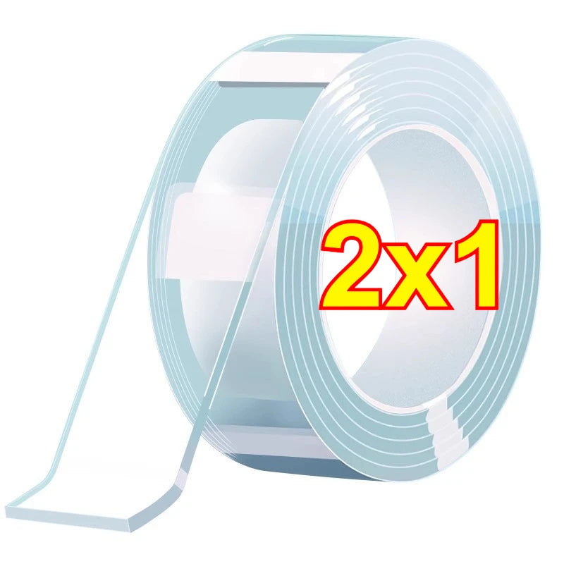 Nano Tape Transparent Double Sided Tape Waterproof Wall Stickers Reusable Heat Resistant Bathroom Home Decoration Tapes Oasis Select 2x1 Medium