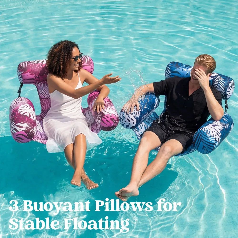 1PC Thickened Inflatable Pool Floating Bed, Unisex Lounger & Float Bar, PVC Oxford Cloth for Pool Lake Beach Backyard, Big Pool Oasis Select