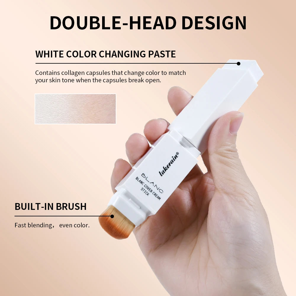 Color-changing Foundation Stick Blanc Foundation Korean Makeup Base High Coverage Concealer Natural Nude 2 IN 1 Foundation Stick Oasis Select