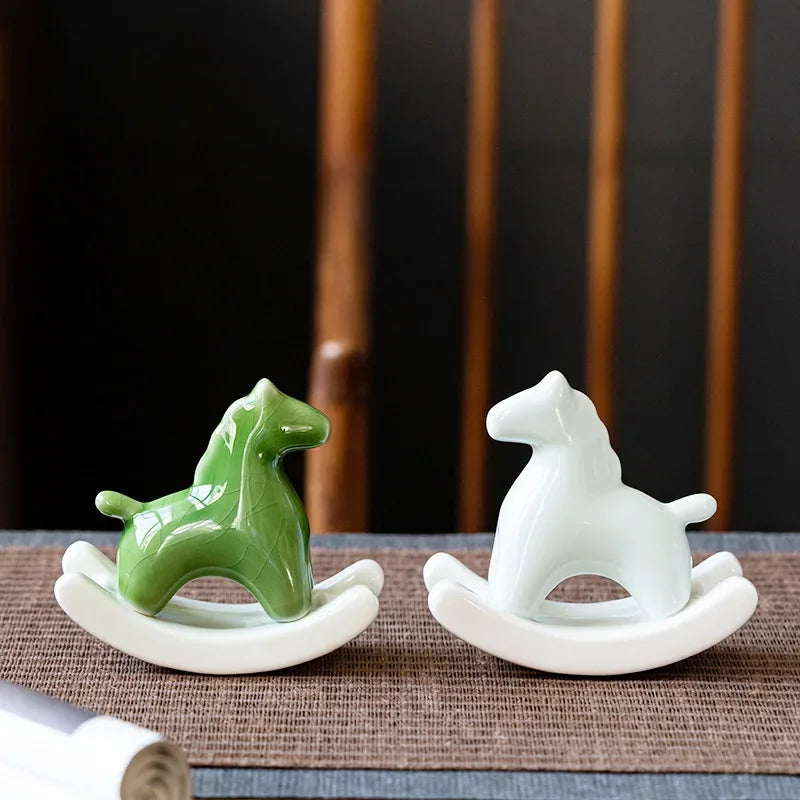 Ceramic Pendant Bridle Path Successful Creative Rocking Horse Home Tea Pet Desktop Pendant Decoration Home Decor Oasis Select