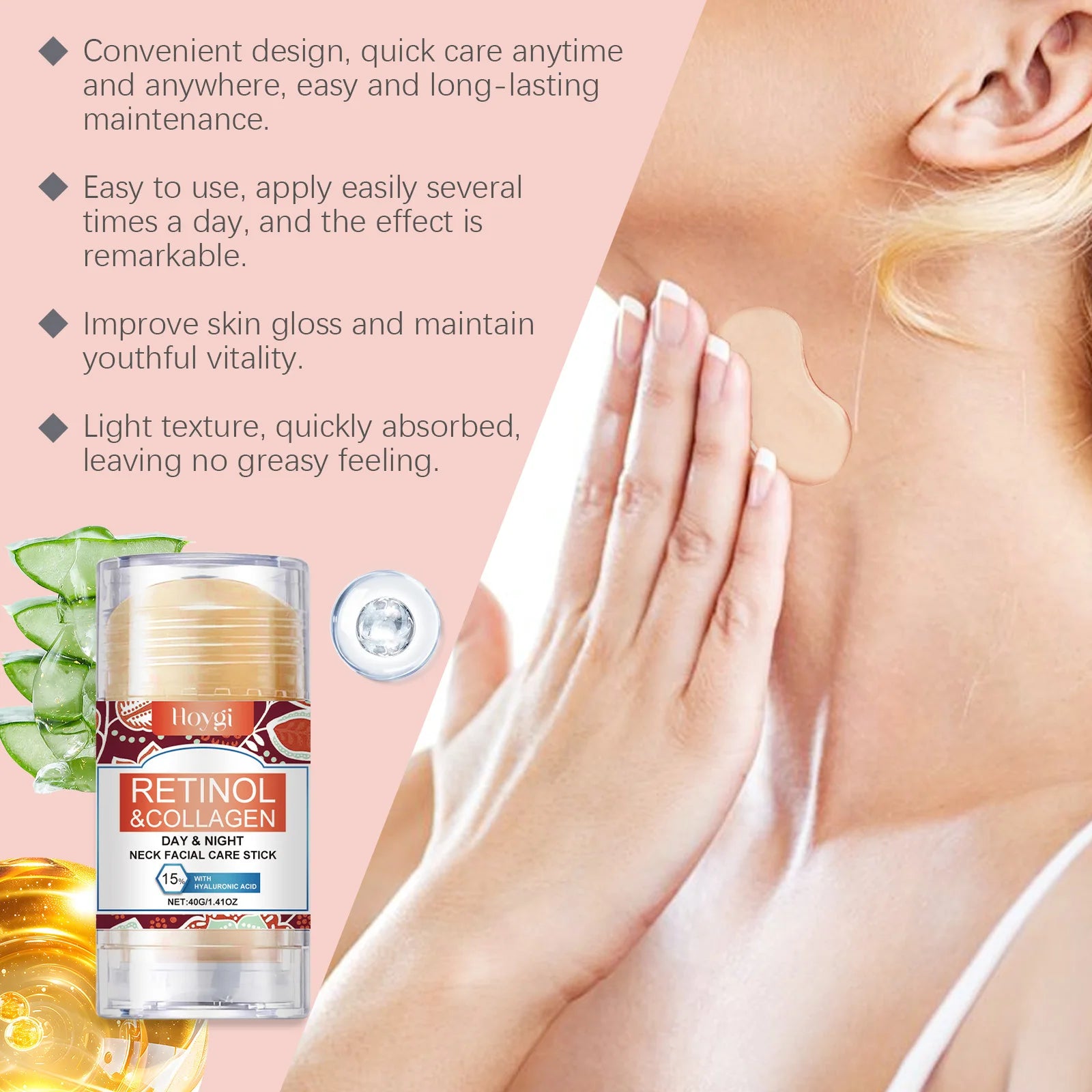 Retinol & Collagen Neck Cream Firming Moisturizing Anti Wrinkle Lifting Face Cream Stick Tightening Nourishing Neck Skin Care Oasis Select