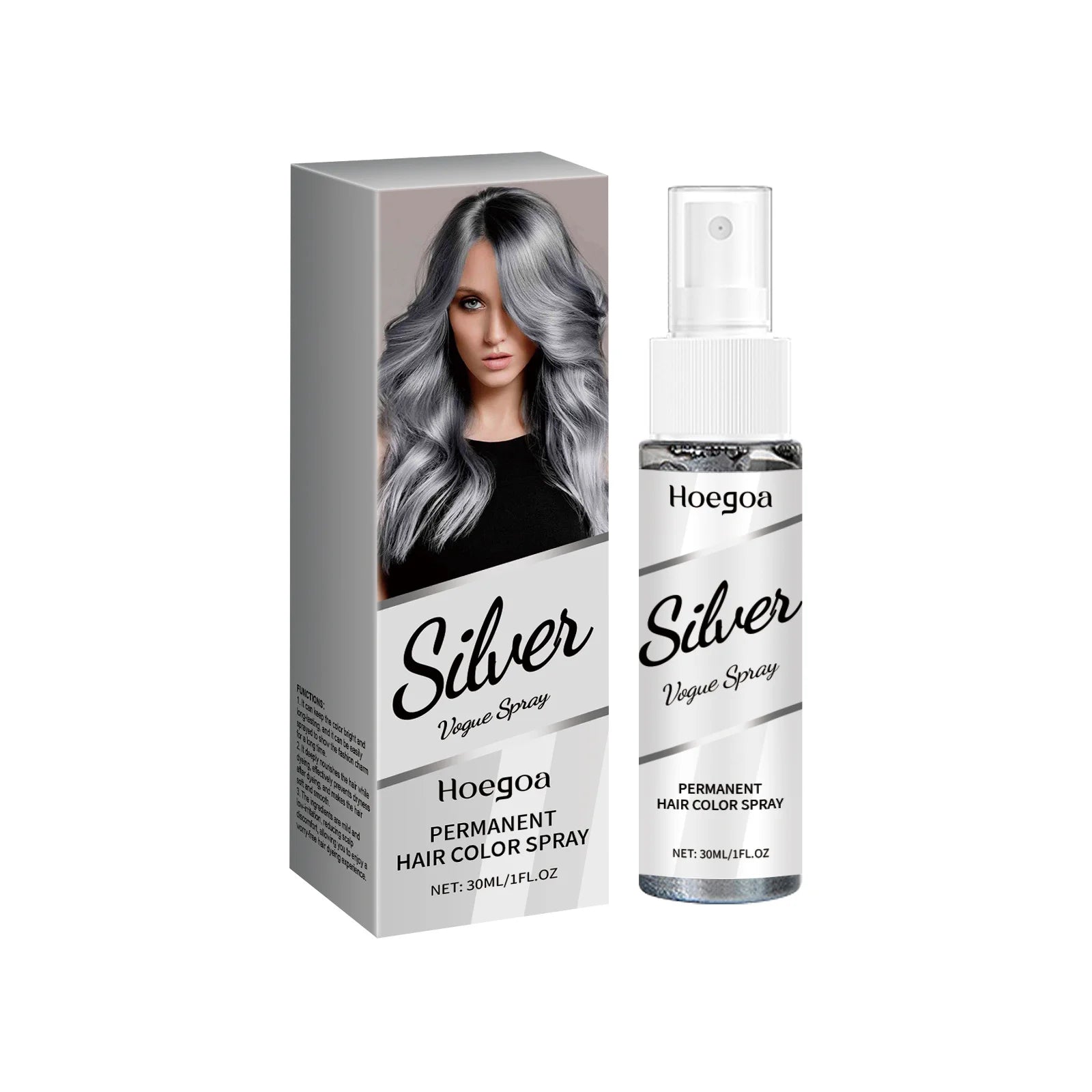 Temporary Gray Hair Dye Spray One-Time Molding Smoky Gray Punk Style Light Color Non-Irritating Unisex Grandma Gray Hair Dye Oasis Select 30ml boxed