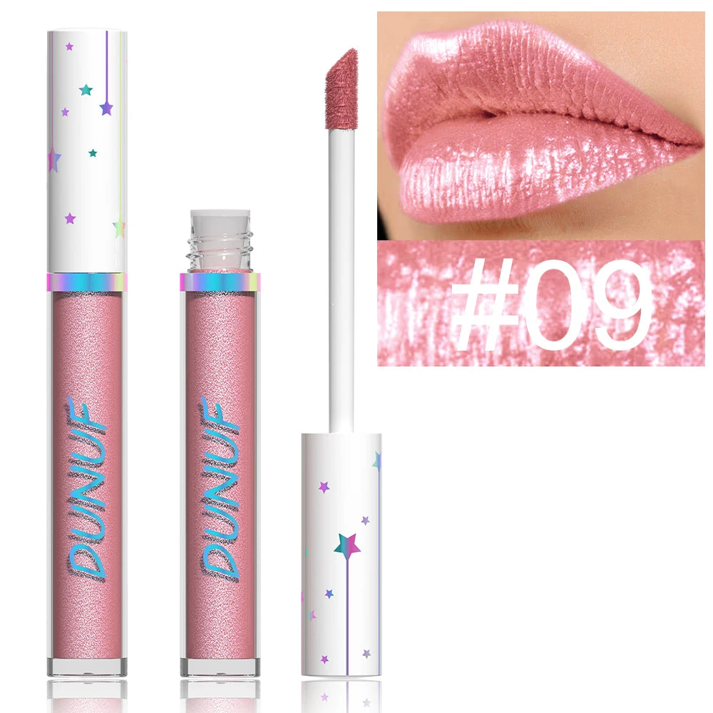 DUNUF 12 Lipstick Pearl Long-lasting Waterproof, non-bleach, non-stick cup lip gloss Oasis Select 09