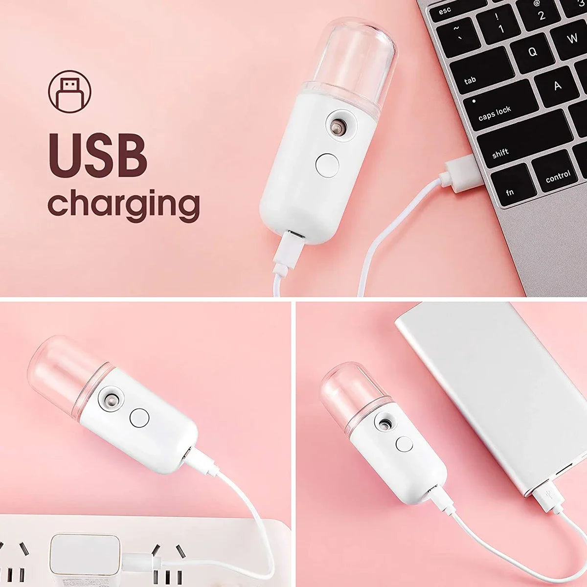 30ml Mini Humidifier Portable Rechargeable Small Facial Steamer Wireless Nano Personal Face Hydrat Sprayer Cool Mist Maker Oasis Select
