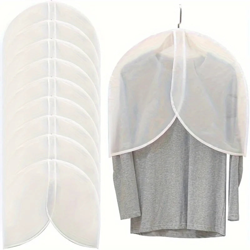 White PVC Garment Covers Translucent Breathable Suit Dust Covers Shoulder Protectors for Clothes Coats Jackets Wardrobe Storage Oasis Select